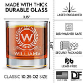 Personalized Engraved Old Fashioned Whiskey Glass - Classic Design